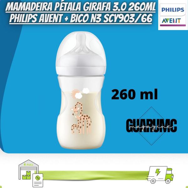 Imagem de Mamadeira Pétala Girafa3.0 260ML Philips Avent + bico n3 SCY903/66