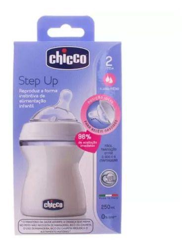 Imagem de Mamadeira Transparente Chicco Fluxo Medio 2m+ Step Up 250ml