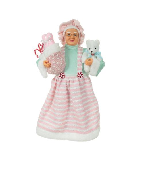 Imagem de Mamãe Noel de Pijama em Pá Rosa e Verde 45cm com Ursinho