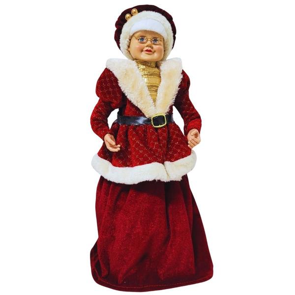 Imagem de Mamãe Noel Decorativa Vestido Vinho e Creme Luxo 45cm - Noel Decor