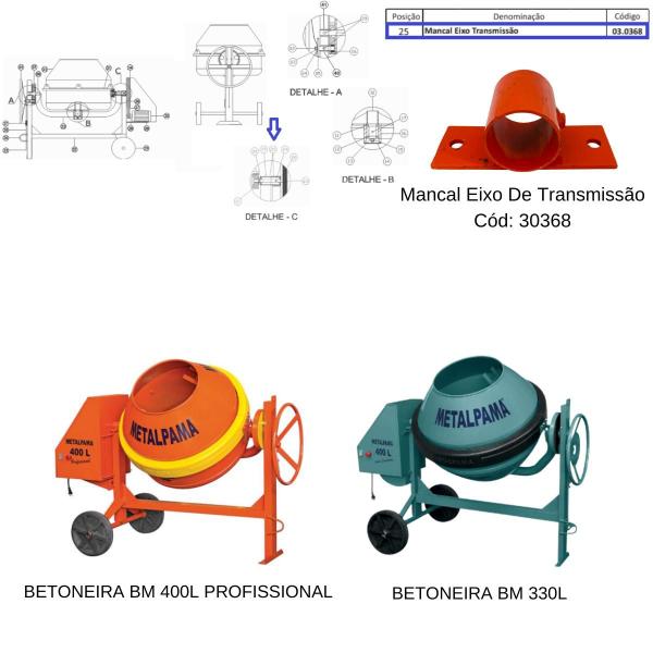 Imagem de Mancal Eixo de Transmissão P/ Betoneira BM 400L Profissional