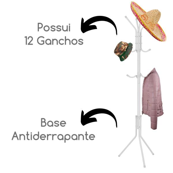 Imagem de Mancebo Cabideiro De Chão Porta Roupas 12 Ganchos Bolsa Casaco Chapéu