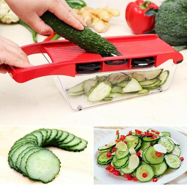 Imagem de Mandoline 7 em 1 slicer ralador fatiador cortador legumes frutas recipiente moedor vegetais chopper