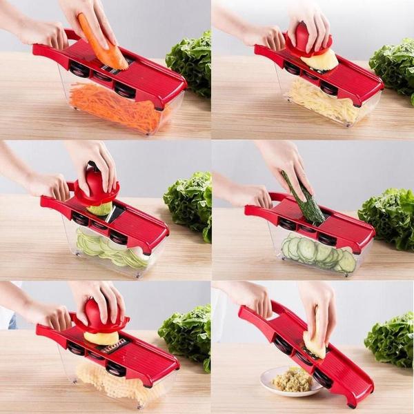 Imagem de Mandoline 7 em 1 slicer ralador fatiador cortador legumes frutas recipiente moedor vegetais chopper