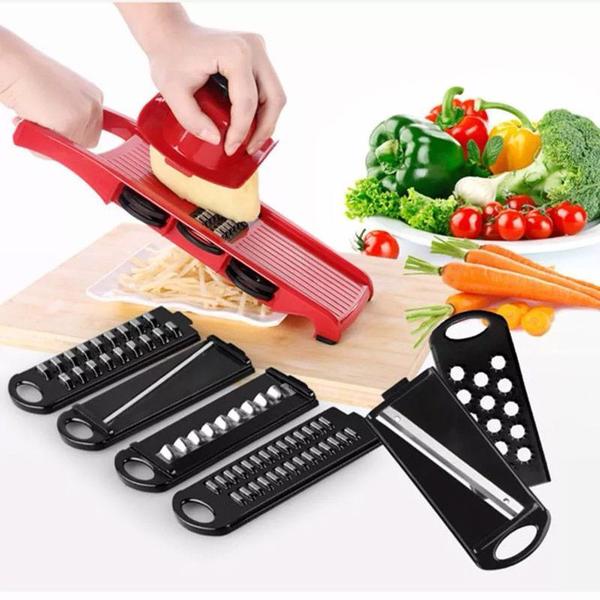 Imagem de Mandoline Slicer Nicer Fatiador Cortador Legumes 6 Em 1 Lâminas Inox