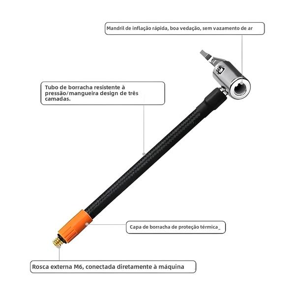 Imagem de Mandril de Ar M6 com Rosca Fina - Adaptador de Mangueira para Inflação