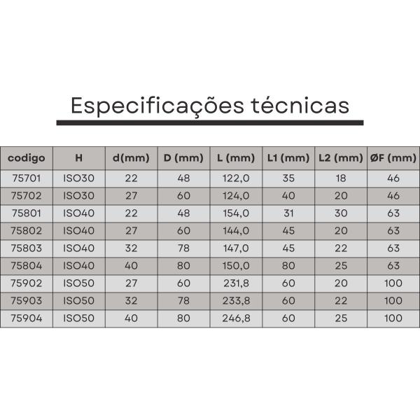 Imagem de mandril porta fresa ISO50 27 mm