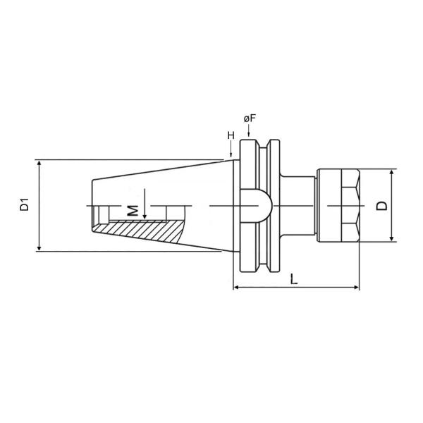 Imagem de mandril porta pinças er20 bt40 L=100 mm