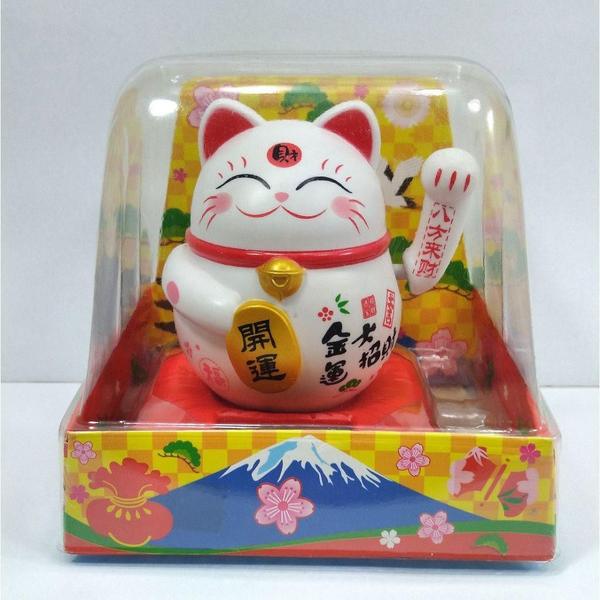 Imagem de Maneki Neko Gato Da Sorte Branco 9 Cm Altura Energia Solar