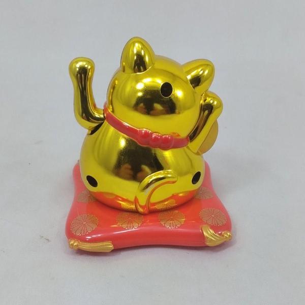 Imagem de Maneki Neko Gato Da Sorte Dourado 7,5 Cm Energia Solar