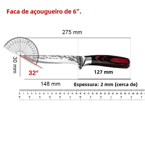 Imagem de Manelo de Carne de Aço Inoxidável - Faca de Corte Manual para Chef