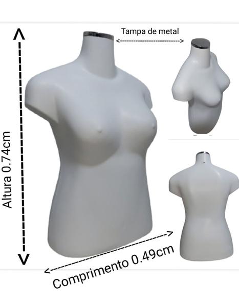 Imagem de Manequim feminino adulto (Busto plus size GG)na cor branca com tampa de metal