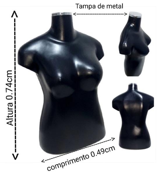 Imagem de Manequim feminino adulto( Busto plus size GG)na cor preto com tampo de metal