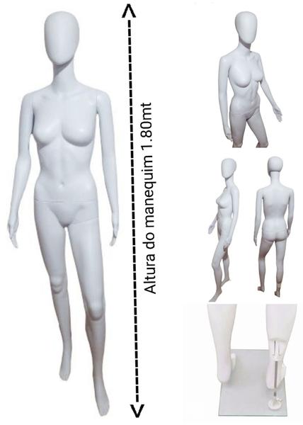 Imagem de Manequim feminino adulto (Multi-fashion) branco + base de vidro temperado.