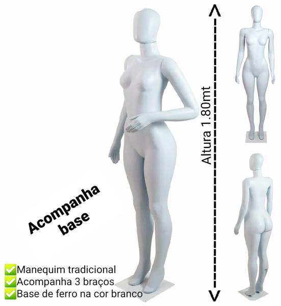 Imagem de Manequim feminino adulto tradicional + base de ferro na cor branco