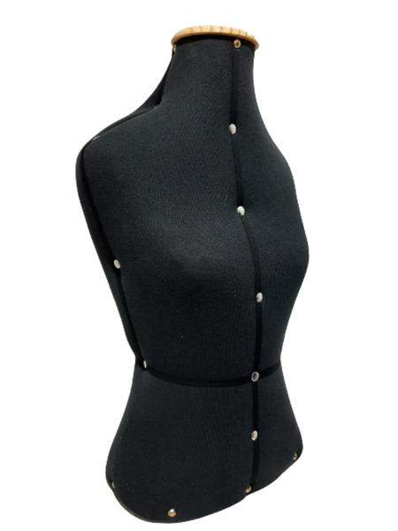 Imagem de Manequim feminino (Busto costureira P.36) preto + pedestal H na cor  preto.