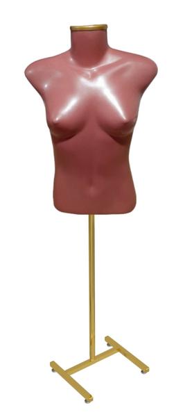 Imagem de Manequim feminino (Busto Slim P.36) Rose com tampa + pedestal H na cor Golden