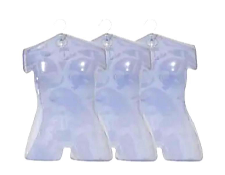 Manequim infantil (cabide silhueta unissex) transparente com gancho de metal kit 6 peças. - Ksouza manequins Imagem de Manequim infantil (cabide silhueta unissex) transparente com gancho de metal kit 6 peças.