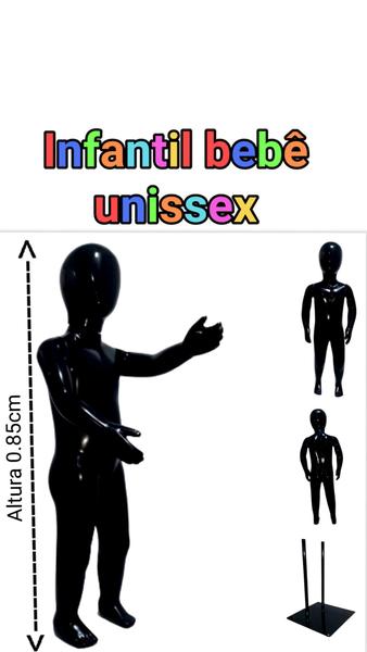 Imagem de Manequim infantil unissex (bebê veste 1 a 2 anos) preto + base de ferro na cor preto