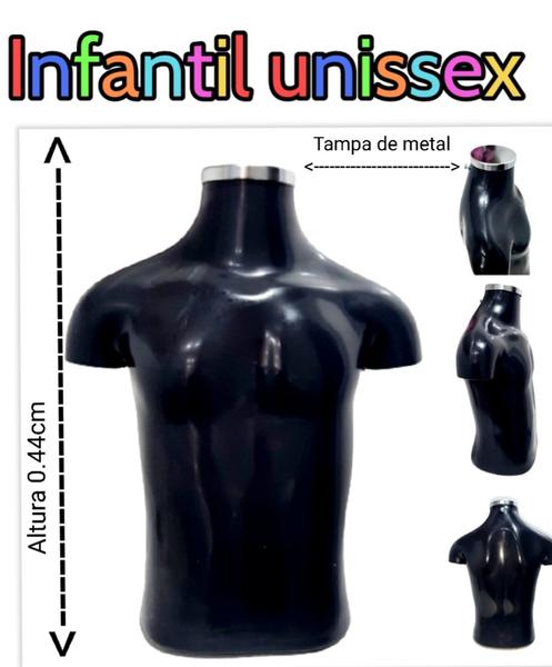 Imagem de Manequim infantil unissex(Busto veste 3 a 6anos) na cor preto com tampo de metal