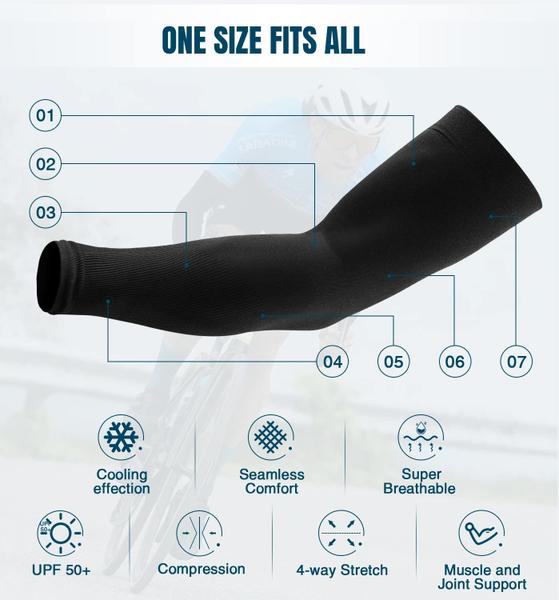 Mangas de braço Aegend Sun Protection Cooling Compression Pretas Imagem de Mangas de braço Aegend Sun Protection Cooling Compression Pretas