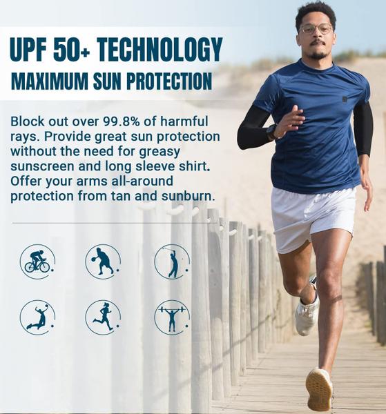 Mangas de braço Aegend Sun Protection Cooling Compression Pretas Imagem de Mangas de braço Aegend Sun Protection Cooling Compression Pretas