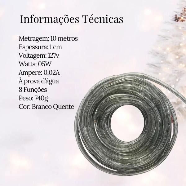 Imagem de Mangueira 180 Leds Prova D'água Pisca Pisca 8 Funções 10mts