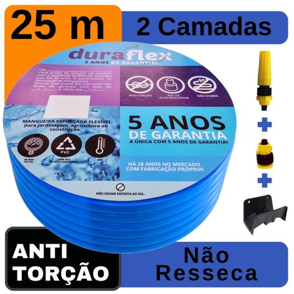 Imagem de Mangueira 25Mts Azul Chata + Suporte DuraFlex