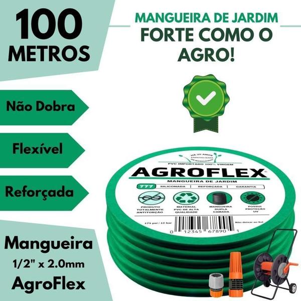 Imagem de Mangueira Agroflex 100 M Com Enrolador Tramontina