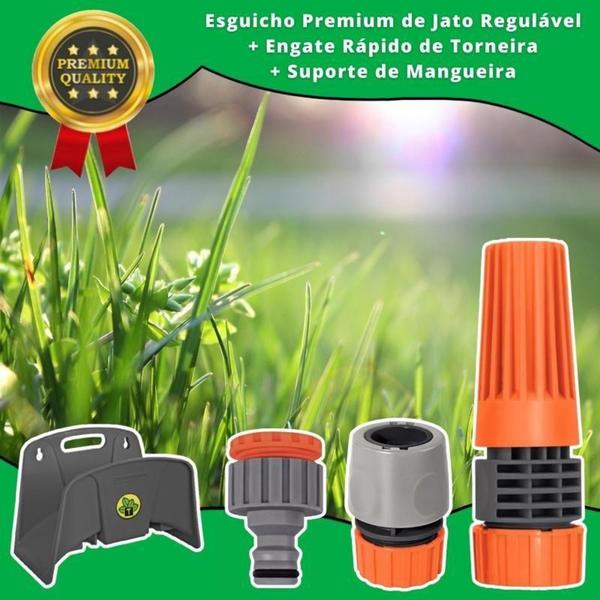 Imagem de Mangueira AquaFlex 25m - PVC - Kit Engate - Esguicho Premium