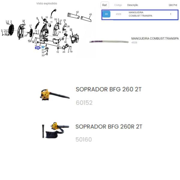 Imagem de Mangueira Combustível Transparente P/ Soprador BFG 260R 4928