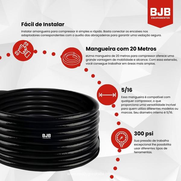 Imagem de Mangueira Compressor De Ar 20 Metros Reforçada 5/16