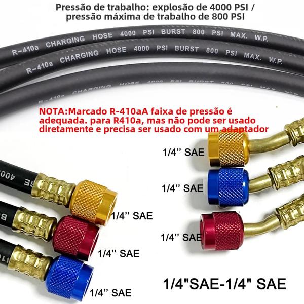 Imagem de Mangueira de Carga de Refrigerante SAE R410A 1/4" - 4000 PSI - Borracha