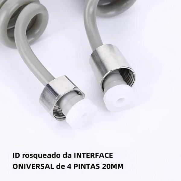 Imagem de Mangueira de Chuveiro Flexível com Extensão de Mola - 2/3/5m - Conector Universal