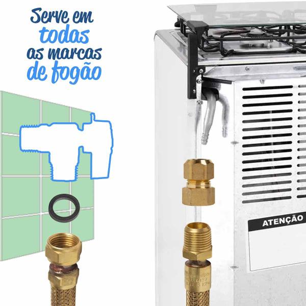 Imagem de Mangueira de Cobre Gás Encanado 60cm (Flexível de Tomback NBR 14177) + Adaptador para Fogão ou Forno