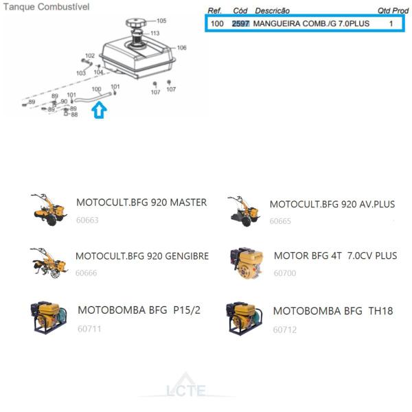 Imagem de Mangueira De Combustível Do Motocultivador BFG 920 Av Plus