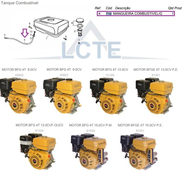 Imagem de Mangueira De Combustivel Motor 13.0hp Buffalo/branco/toyama