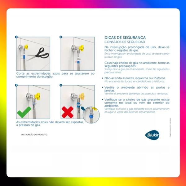 Imagem de Mangueira De Gás Flexível Espigão 3/8 1,25m Aço Inox