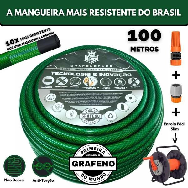 Imagem de Mangueira De Jardim 100 Metros Com Enrolador Fixo - Gf.