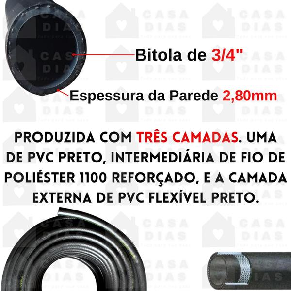 Imagem de Mangueira de Jardim Reforçada Resistente PT300 3/4 Polegadas 10 - 20 - 30 - 50 Metros