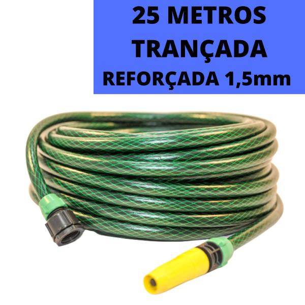 Imagem de Mangueira De Jardim TRANÇADA 25 METROS Resistente Flexível Reforçada Para Quintal Casa