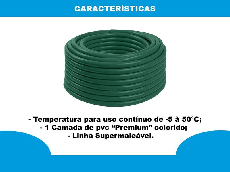 Imagem de Mangueira De Jardim Verde Tubo Em Pvc 1/2" X 2,0mm 50 Metros