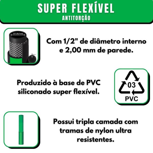 Imagem de Mangueira de Quintal Antitorção 15 Metros + Suporte AquaFlex