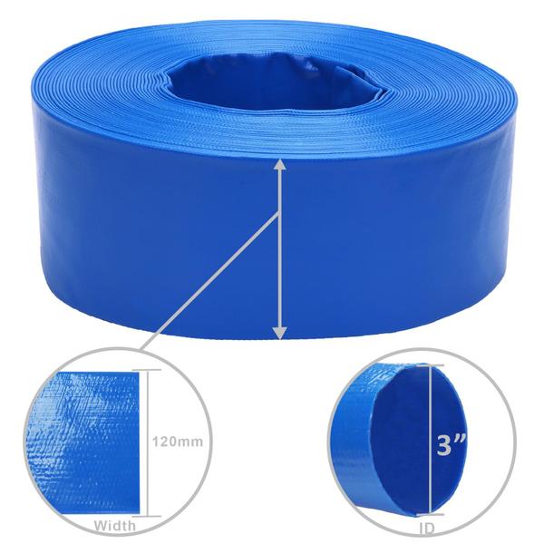 Imagem de Mangueira de retrolavagem de piscina DERPIPE Lay-Flat 3 x 100 pés de PVC com braçadeiras