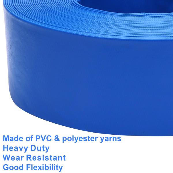 Imagem de Mangueira de retrolavagem de piscina DERPIPE Lay-Flat 3 x 100 pés de PVC com braçadeiras