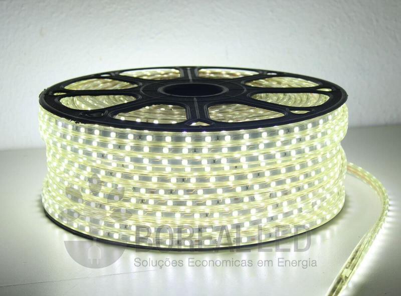 Imagem de Mangueira Fita LED Chata 5050 15m Branco Frio 6mm 60 LEDS/m 110V