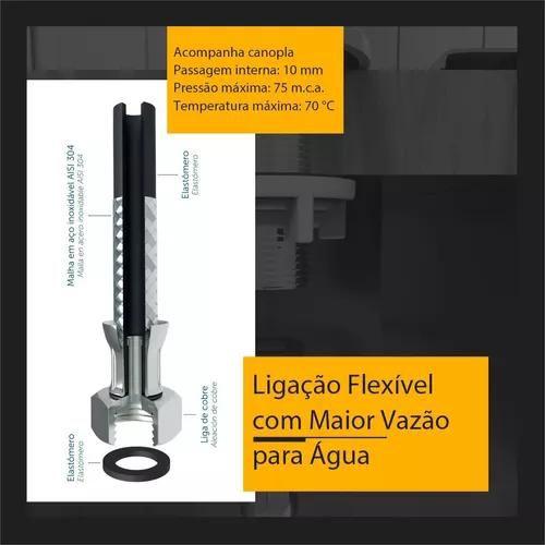 Imagem de Mangueira Flexível Cromado Para Água Pressão 1/2 30cm Kit 3