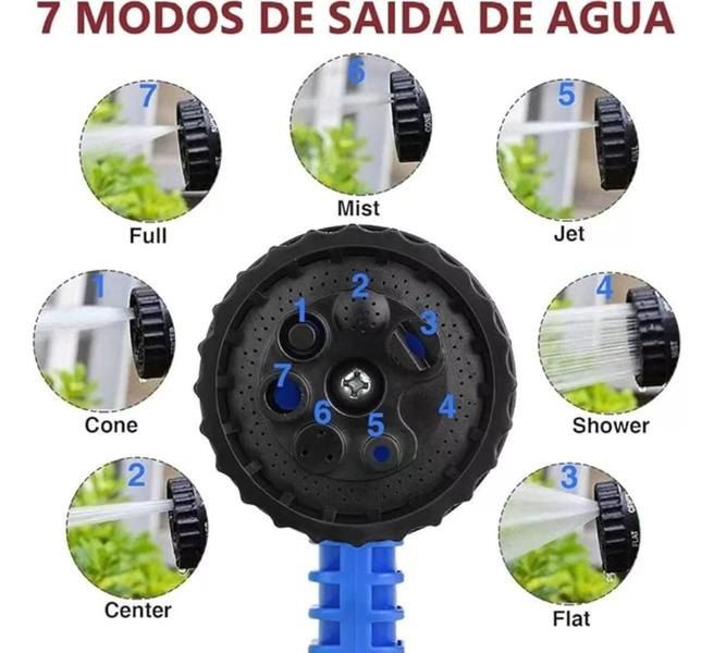 Imagem de Mangueira Flexível Retrátil/extensível 60m E 7 Tipos De Jato