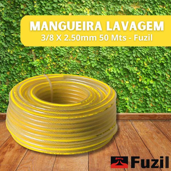 Imagem de Mangueira Flexível Trançada Cristal Amarela 3/8 X 2,5mm 50m Fuzil