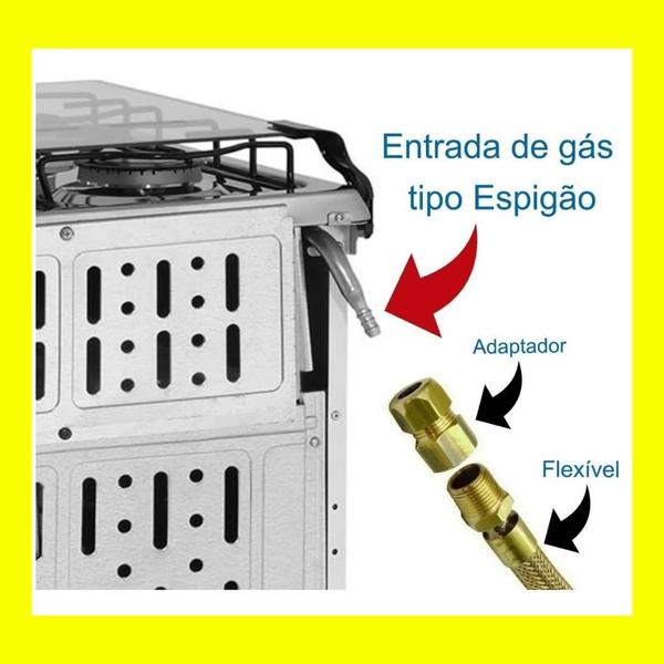 Imagem de Mangueira Latão 80cm + Adaptador Instalação Gás Glp e Gn